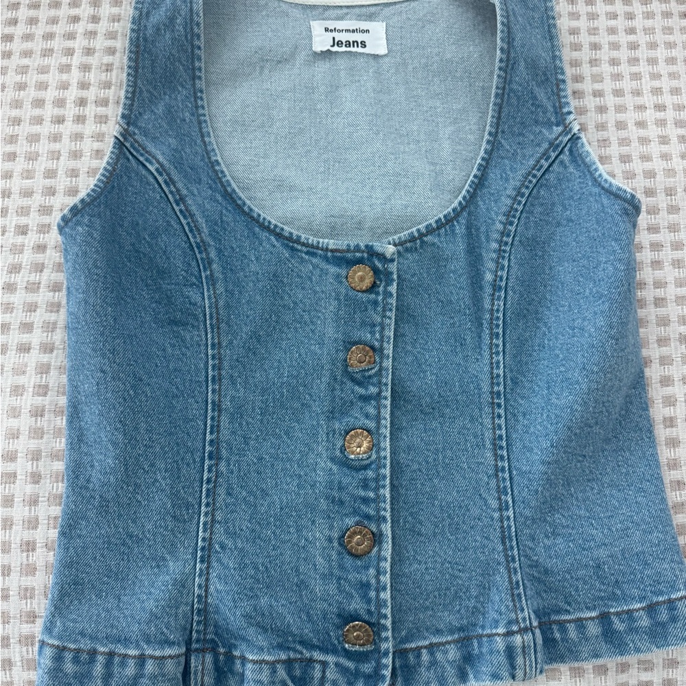 Reformation Light Blue Denim Vest